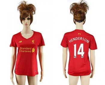 Women's Liverpool #14 Henderson Red Home Soccer Club Jersey