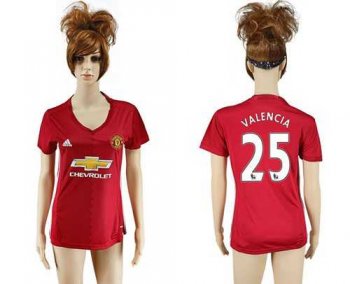 Women's Manchester United #25 Valencia Red Home Soccer Club Jersey