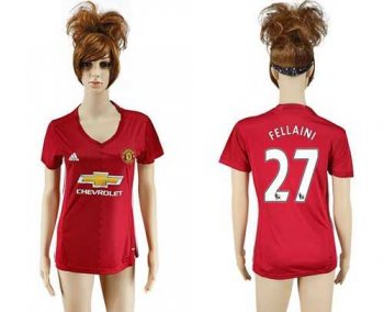 Women's Manchester United #27 Fellaini Red Home Soccer Club Jersey