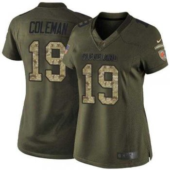 Women's Nike Browns #19 Corey Coleman Green Stitched NFL Limited Salute to Service Jersey