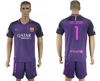 Barcelona #1 Ter Stegen Away Soccer Club Jersey