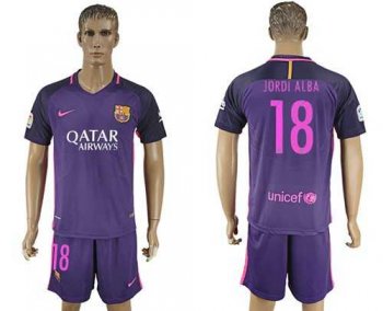 Barcelona #18 Jordi Alba Away Soccer Club Jersey