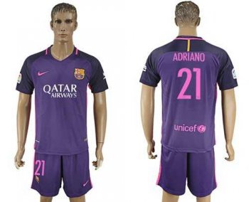 Barcelona #21 Adriano Away Soccer Club Jersey