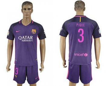 Barcelona #3 Pique Away Soccer Club Jersey