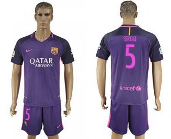 Barcelona #5 Sergio Away Soccer Club Jersey