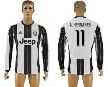 Juventus #11 A.Hernanes Home Long Sleeves Soccer Club Jersey