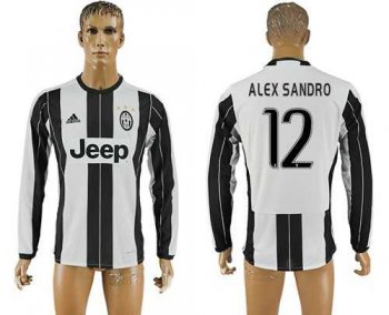 Juventus #12 Alex Sandro Home Long Sleeves Soccer Club Jersey