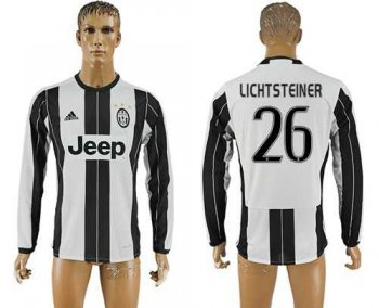 Juventus #26 Lichtsteiner Home Long Sleeves Soccer Club Jersey