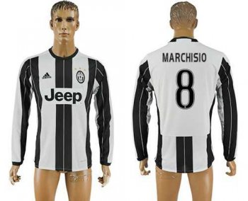 Juventus #8 Marchisio Home Long Sleeves Soccer Club Jersey