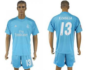 Real Madrid #13 K.Casilla Sky Blue Goalkeeper Soccer Club Jersey