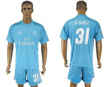 Real Madrid #31 R.Yanez Sky Blue Goalkeeper Soccer Club Jersey