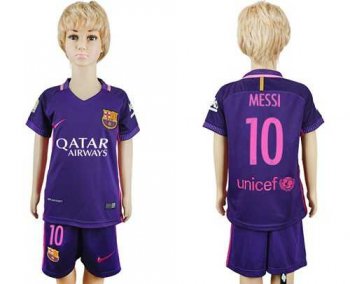 Barcelona #10 Messi Away Kid Soccer Club Jersey