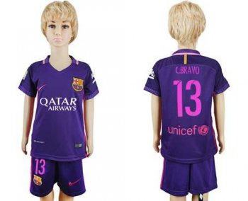 Barcelona #13 C.Bravo Away Kid Soccer Club Jersey