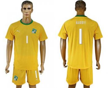 Cote d'lvoire #1 Barry Home Soccer Country Jersey