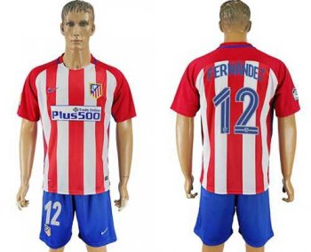 Atletico Madrid #12 Fernandez Home Soccer Club Jersey