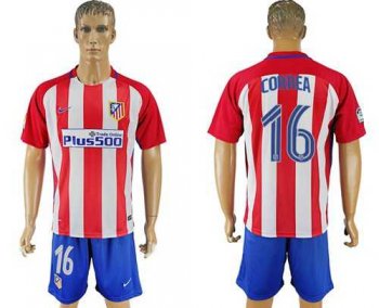 Atletico Madrid #16 Correa Home Soccer Club Jersey