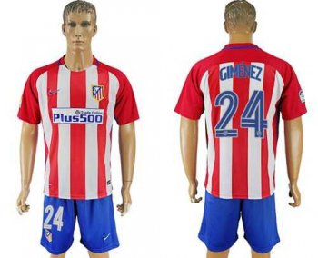 Atletico Madrid #24 Gimenez Home Soccer Club Jersey