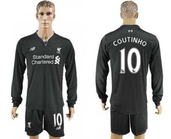 Liverpool #10 Coutinho Away Long Sleeves Soccer Club Jersey