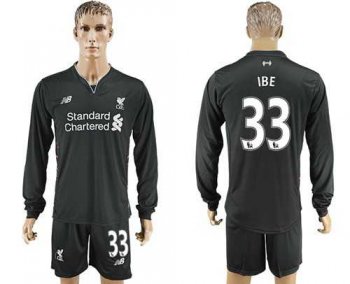 Liverpool #33 IBE Away Long Sleeves Soccer Club Jersey