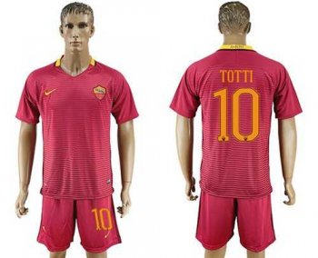 Roma #10 Totti Red Home Soccer Club Jersey