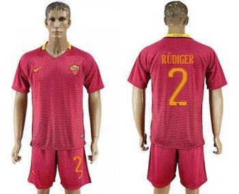 Roma #2 Rudiger Red Home Soccer Club Jersey