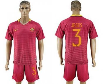 Roma #3 Jesus Red Home Soccer Club Jersey