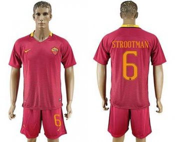 Roma #6 Strootman Red Home Soccer Club Jersey