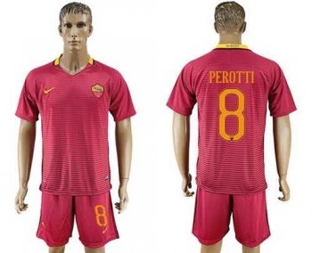 Roma #8 Perotti Red Home Soccer Club Jersey