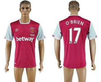 West Ham United #17 O'Brien Home Soccer Club Jersey