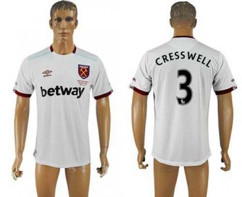 West Ham United #3 Cress Well Away Soccer Club Jersey