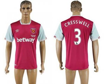 West Ham United #3 Cress Well Home Soccer Club Jersey