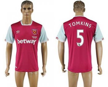 West Ham United #5 Tomkins Home Soccer Club Jersey