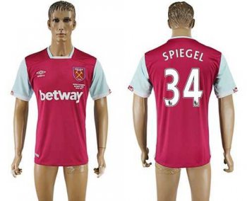 West Ham United #34 Spiegel Home Soccer Club Jersey