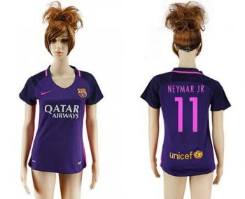 Women's Barcelona #11 Neymar Jr Away Soccer Club Jersey