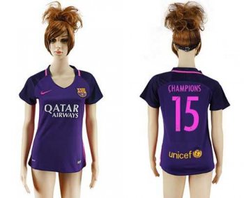 Women's Barcelona #15 Champions Away Soccer Club Jersey