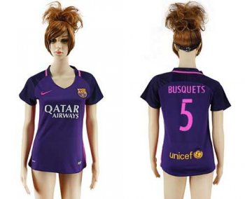 Women's Barcelona #5 Busquets Away Soccer Club Jersey