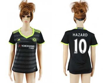 Women's Chelsea #10 Hazard Away Soccer Club Jersey