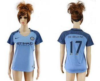 Women's Manchester City #17 De Bruyne Home Soccer Club Jersey