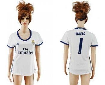 Women's Real Madrid #1 Navas Home Soccer Club Jersey