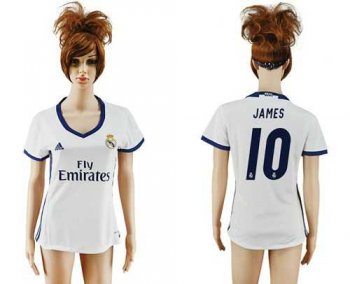 Women's Real Madrid #10 James Home Soccer Club Jersey