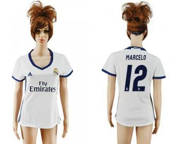 Women's Real Madrid #12 Marcelo Home Soccer Club Jersey