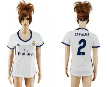 Women's Real Madrid #2 Carvajal Home Soccer Club Jersey