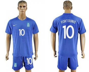 Greece #10 Fortounis Away Soccer Country Jersey