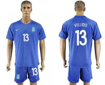 Greece #13 Vellidis Away Soccer Country Jersey