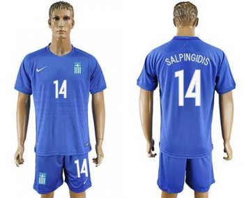 Greece #14 Salpingidis Away Soccer Country Jersey