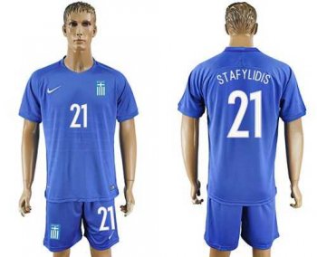 Greece #21 Stafylidis Away Soccer Country Jersey