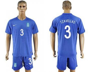 Greece #3 Tzavellas Away Soccer Country Jersey