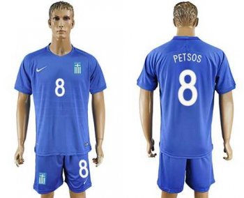 Greece #8 Petsos Away Soccer Country Jersey