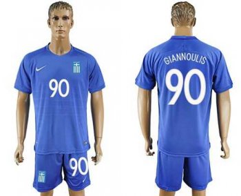 Greece #90 Giannoulis Away Soccer Country Jersey