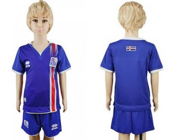 Iceland Blank Home Kid Soccer Country Jersey